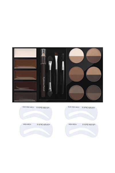 CRM Wow Brow/Pro Palette Eyebrow Styling Kit, 6 Duo Powders, Stencils and Brushes, Medium Brown
