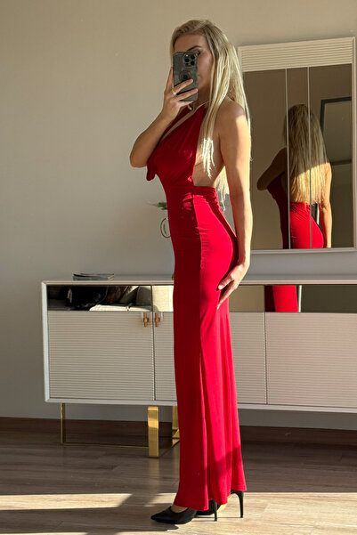 CİDDE Γυναικείο φόρεμα με λαιμόκοψη με μεταλλικό δαχτυλίδι ντραπέ Maxi βραδινό φόρεμα Κομψό ντεσιμποτέ για την αποφοίτηση