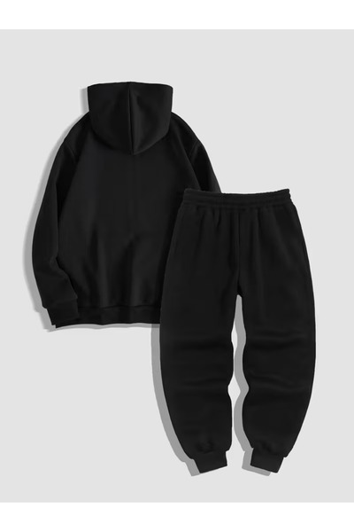 ANUSHKA Unisex Japanese Printed 3 Thread Ş Fleece-Lined K Hooded Tracksuit Set