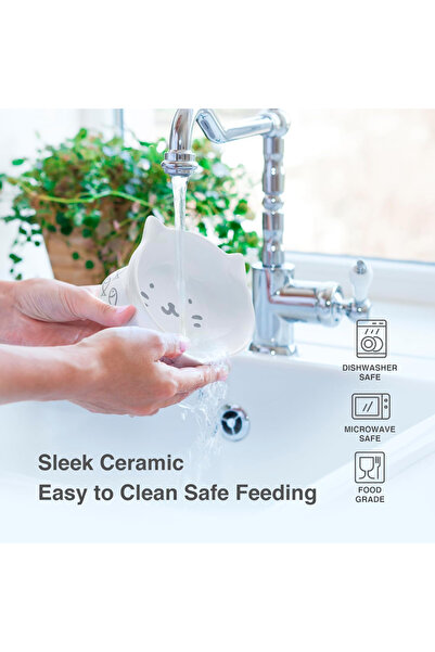 OEM Raised Ceramic Cat Bowl, Slanted, Non-Slip, Fish Design for Healthy Feeding