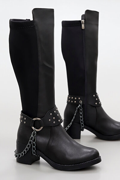 kajal ayakkabı Gkn 710 Heeled Boots with Chain Detail