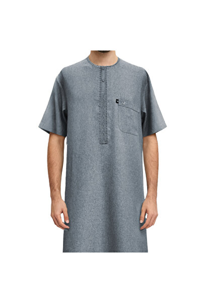 Rocket Men's high-quality linen jalabiya, half sleeves