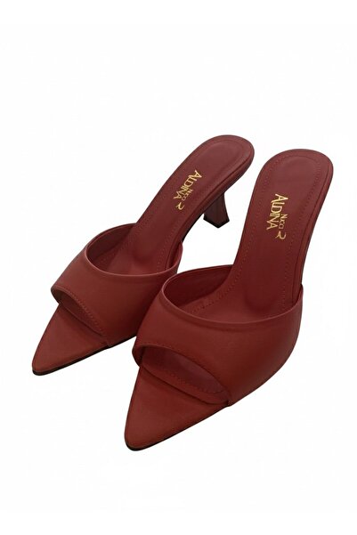 Aldina Nucci Genuine Cowhide Leather Pointed Toe Women's Thin Heeled Slippers