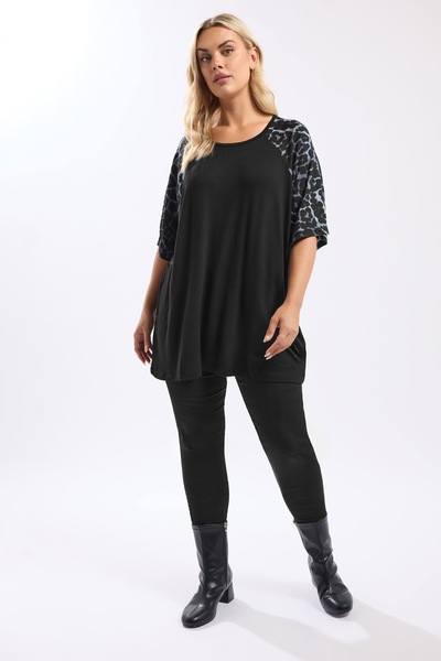 Stil Diva Plus Size Crew Neck Short Sleeve Leopard Print T-Shirt 322996