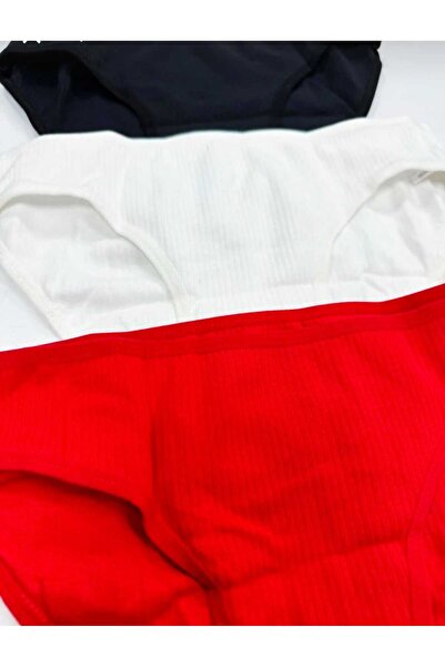 EROSSHOP Cotton Corded Fabric Basic 3-Pack Panties