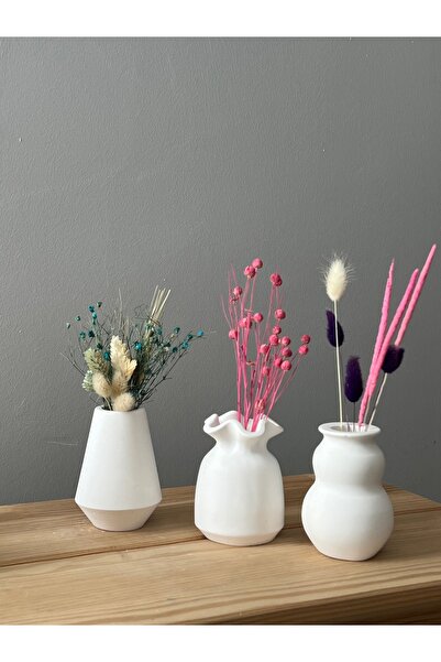 Otantik Dekoratif 3'lü Minimal Vazo Set