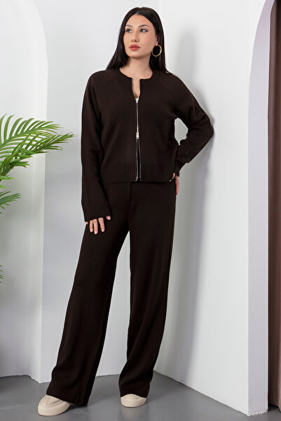 PULLIMM Double Zipper Pants Cardigan Knitwear Set L66004