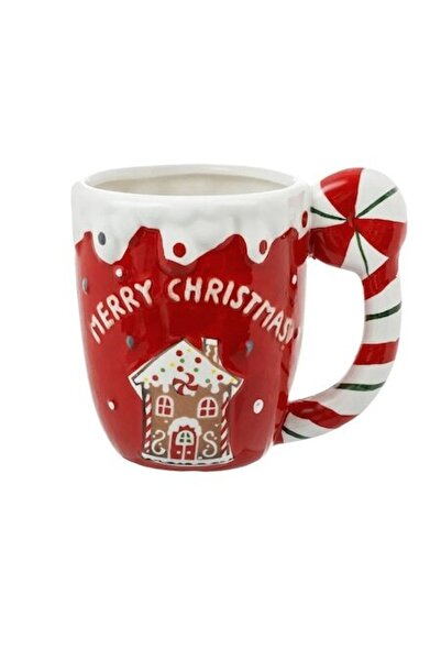 AB HOMES Κεραμικό χριστουγεννιάτικο κούπα 3D "Merry Christmas" με λαβή σε σχή...