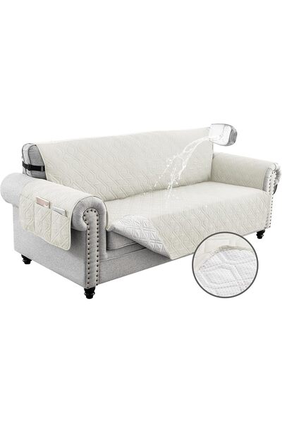 INFOSUN Couch Cover, Waterproof Sofa Slipcover, 4-Seater, Beige