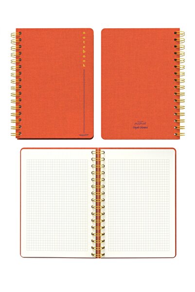 Meli Melek Melimelek Checkered Notebook Orange (Cloth Cover) - Ceyda Düvenci