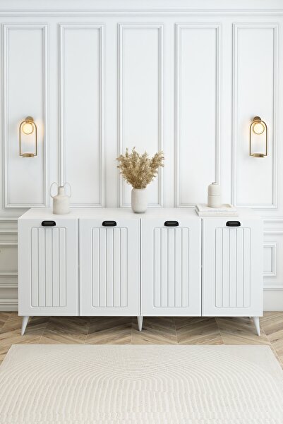 izcodesign Country Model 4 Kapaklı Konsol MDF Membran Kapaklı Portmanto Ayakk...