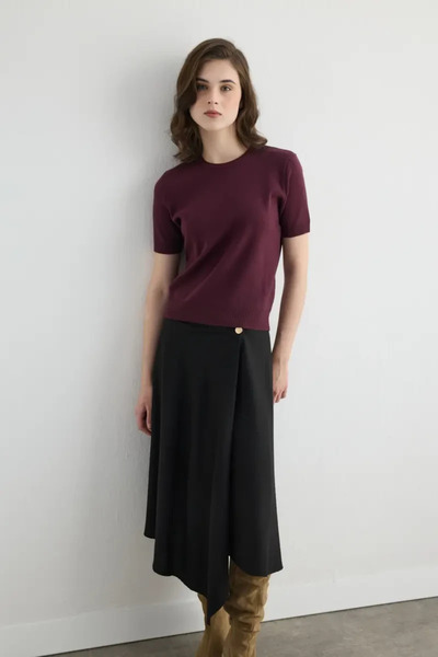 Gusto Short Sleeve Knit Blouse - Plum