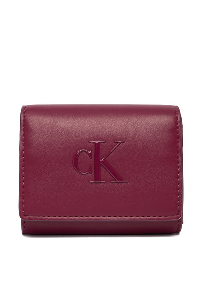 Calvin Klein Women's Leather Red Wallet with Card and Cash Compartments, Zipper and Snap Closure Lv04F1047G-Z1K