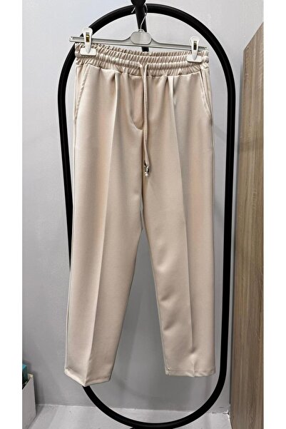 Koza Butik Women's Plus Size Elastic Waist High Waist Double Crepe Trousers 6303-25