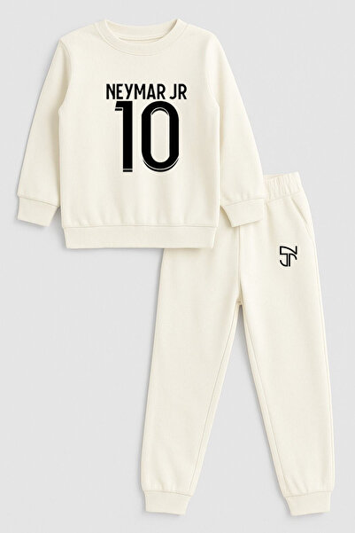 MODA Tricou pentru copii Neymar cu imprimeu guler rotund Ecru set