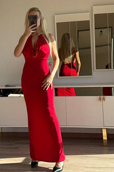 CİDDE Γυναικείο φόρεμα με λαιμόκοψη με μεταλλικό δαχτυλίδι ντραπέ Maxi βραδινό φόρεμα Κομψό ντεσιμποτέ για την αποφοίτηση