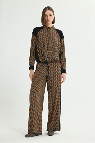 Love My Body Desenli Bol Paça Pantolon