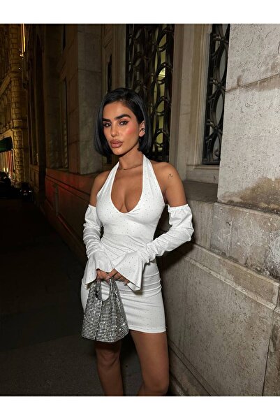 Paraf style Sparkly Halter Design Mini Dress