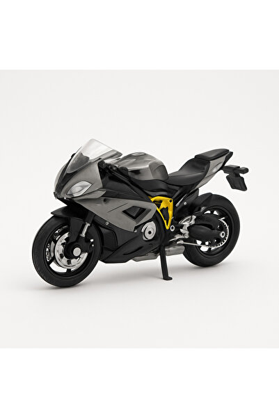 BaoBao Die-Cast Metal Motorcycle – Sport Model GrayBlack with Yellow, 19x9 cm...