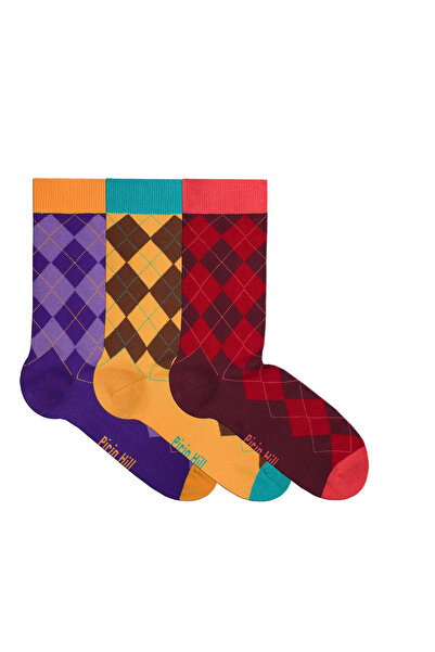 Pirin Hill Box of 3 pairs of colorful cotton socks with geometric shapes