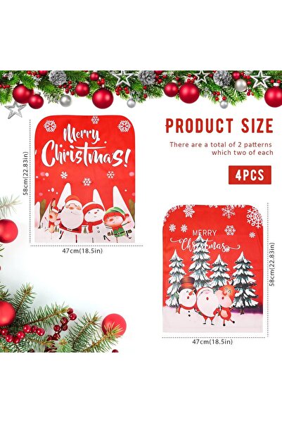 TSLBW 4 Pcs Christmas Chair Back Covers, Red and White