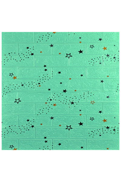 SDEPOT Set de 50 plăci de tapet S DEPOT®, grosime 3 mm, 70x77 cm, imitație de cărămidă, model stea, verde