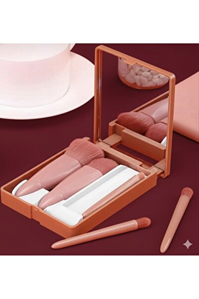 SEVEREKTAK مجموعة فرش مكياج محمولة بمرآة سعة 5 لتر