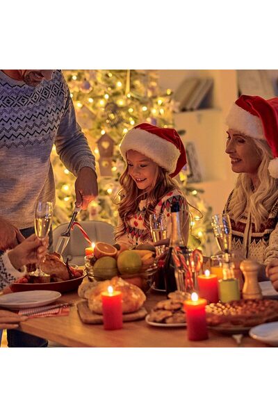 Generic 5 Pcs Fluffy Santa Hat Adults Velvet Christmas Cap Soft Plush Red White Holiday Party Costume