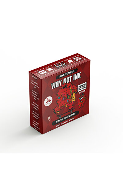 Why Not Ink Set of 4 Coasters "Monsters — Play It Loud[er] Christmas Edition-Cup Holder