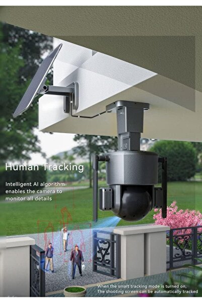 Generic CRONY S5 WiFi 4K Solar PTZ Camera - 8MP, 10X Zoom, Dual Lens