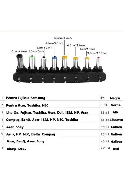 Boxely Universal Laptop Charger, Black, 8 Interchangeable Connectors