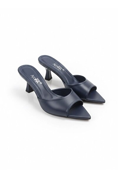 Aldina Nucci Genuine Cowhide Leather Pointed Toe Women's Thin Heeled Slippers