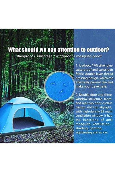 Generic Camping/Dome/Outdoor Family Tent - Waterproof Tent with Carry Bag for 3-4 Person (T-1)