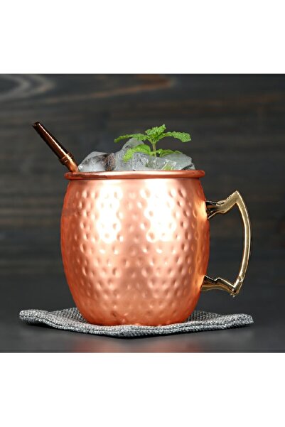 PHN MAG Stainless Steel Mug/Tankard with Gold Handle, Copper 550ml