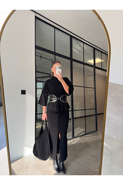 BB Bensu Buyruk SET DE TRICOTAJ CU GĂRĂ DREPTĂ, FUSTĂ MAXI