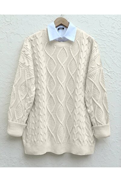 Vaniza Standard Size Honeycomb Patterned Knitwear Tunic Sweater