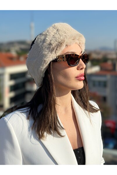 Mollycrush باندانا نسائية من القطيفة البيج - قماش ناعم يحافظ على الدفء في الشتاء