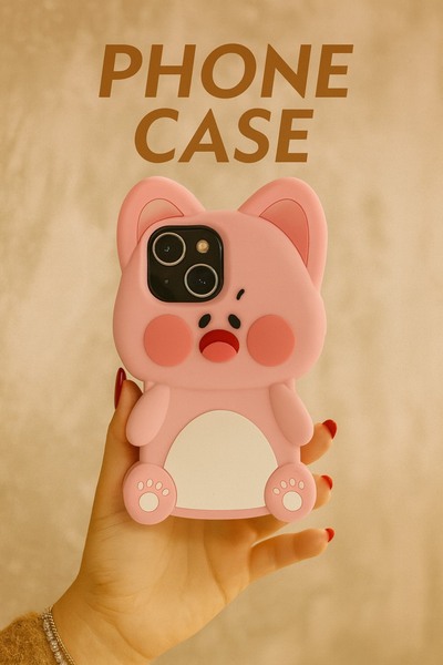 OSG iPhone 15 Pro Compatible 3D Cute Animal Character Shock-Absorbing Premium Non-Yellowing Phone Case