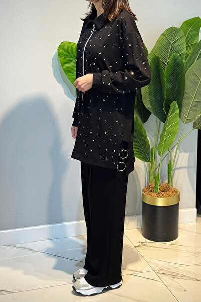 Lale Butik Zımba Detail Tunic Trousers Set 2121 Black