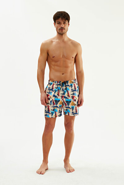 EROSSHOP Beige 2909Eses Micro Patterned Shorts