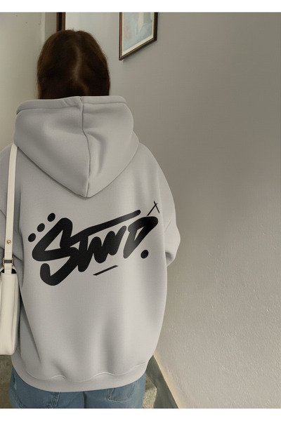 LAYORA Summer Printed Oversized Hooded Sweatshirt Unisex Kangaroo Pocket Streetwear