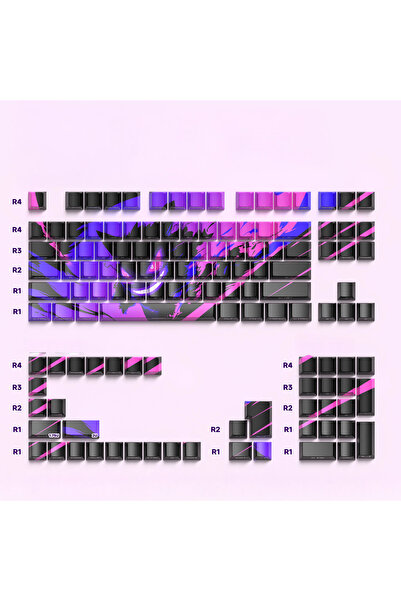 silabor 129 Tuş Orijinal Yan Baskılı Yarı Saydam PBT Süblimasyon Mekanik Klavye Tuşları Klavye Keycaps