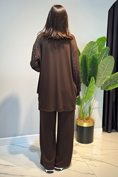 Lale Butik Zımba Detail Tunic Trousers Set 2121 Brown