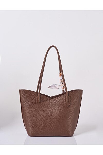 Kayra Puppy Scarf Detailed Bag Bitter Brown