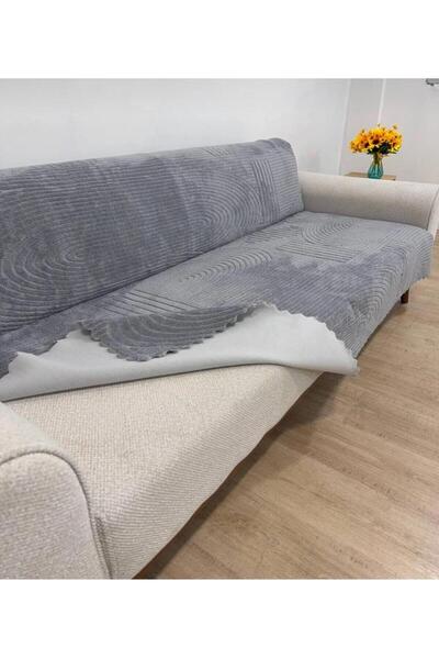 seltenet Non-Slip Base Sponge Welsoft 3-Seater Sofa Cover - Sofa Bed Cover 100X210 Gray Color