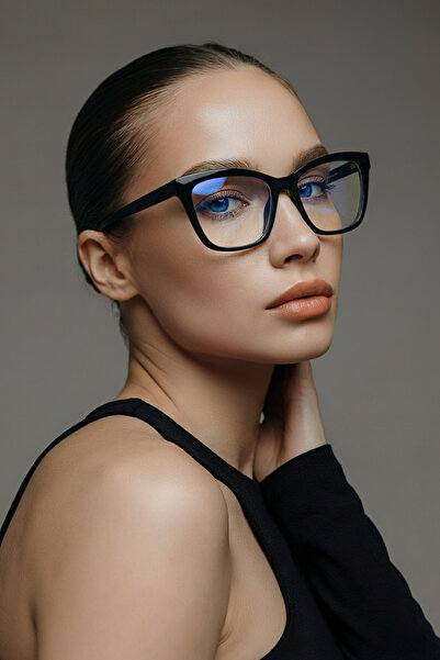 Eyesofia Pearly Cat Eye Black Framed Blue Block Blue Light Filter Screen Glasses