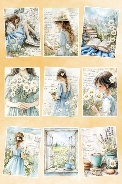 qoeuyl boutique Set de 9 cărți poștale tematice cu margarete