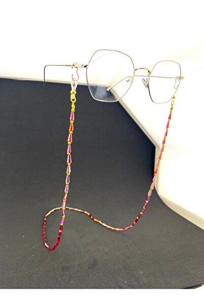 Optic Master Pyramid Full Stone Eyeglass Cord / Chain Burgundy