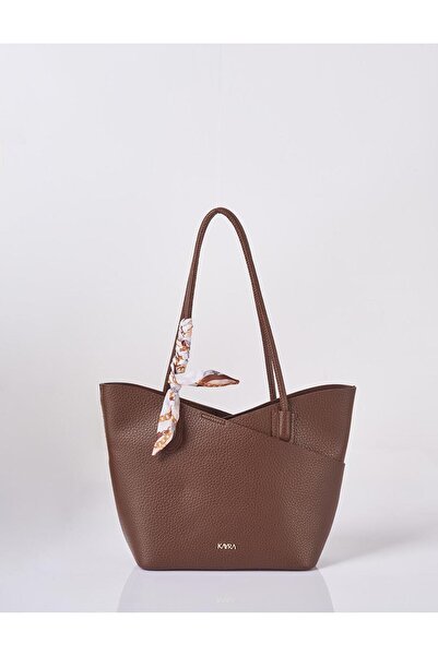 Kayra Puppy Scarf Detailed Bag Bitter Brown