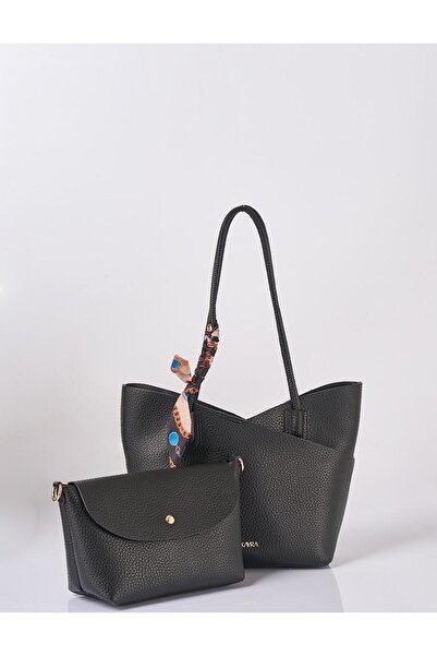 Kayra Puppy Scarf Detailed Bag Black